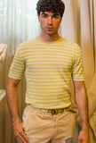 Irish Crone Knitwear T-shirt in Maglia Extra-sottile Marinière Kiwi