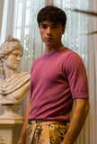 Irish Crone Knitwear Uomo Maglia girocollo Manica Corta Violet