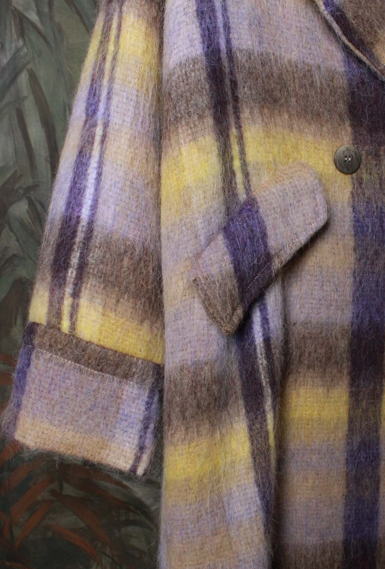 Over Coat in Tartan Purple-Yellow di Justmine in lana da Donna