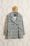 Caban da donna di Justmine in tweed color verde oliva