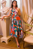 Justmine Donna Abito Midi 60's Floral Pop