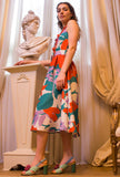 Justmine Donna Abito Midi 60's Floral Pop