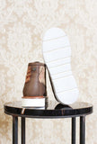 Polacchino kjore project mak da uomo in pelle bron e patch kilim perfetta per i look dandy autunno inverno