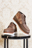 Polacchino kjore project mak da uomo in pelle bron e patch kilim perfetta per i look dandy autunno inverno