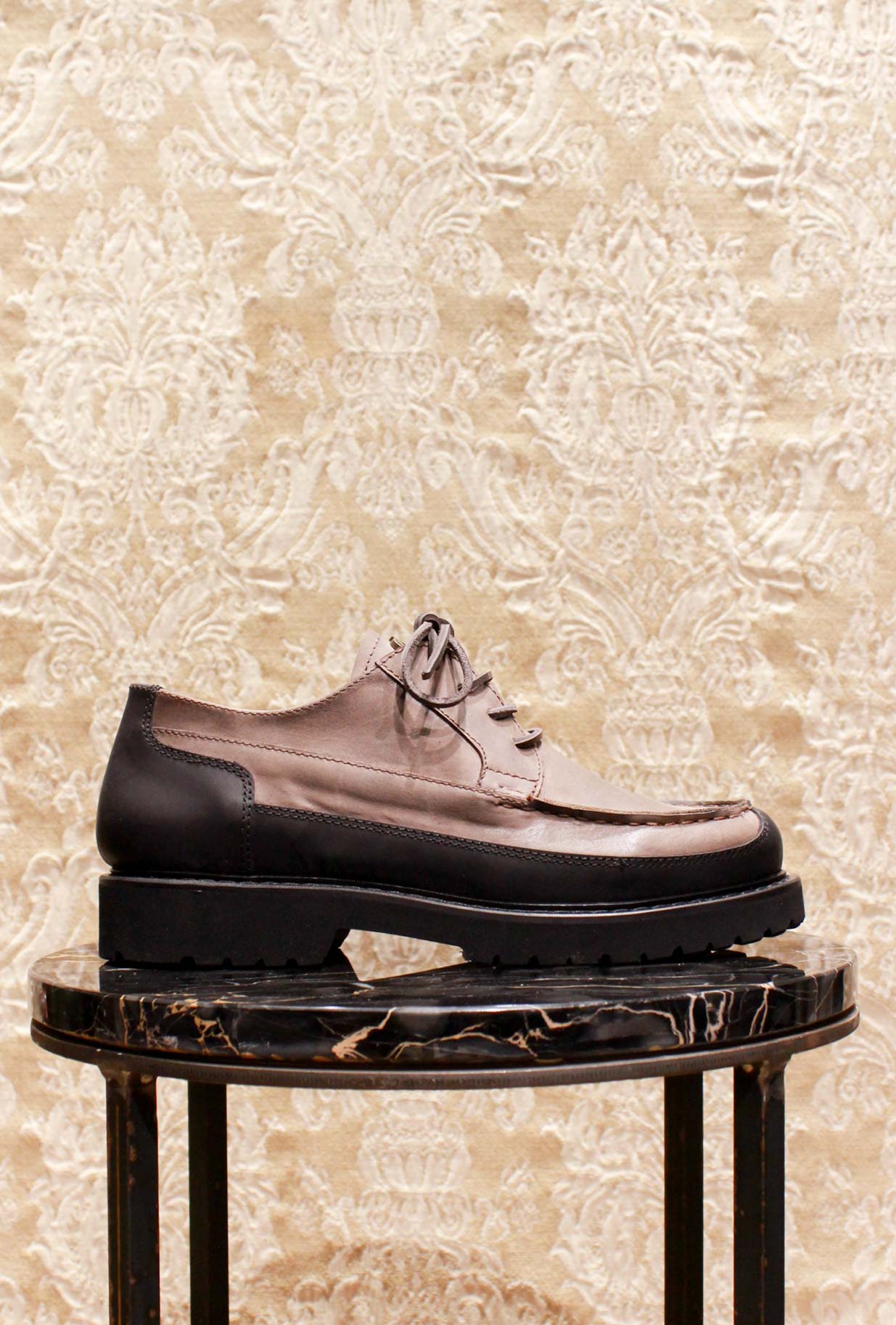Scarpa lace up usa low di kjore project da uomo in pelle di bufalo brown-black