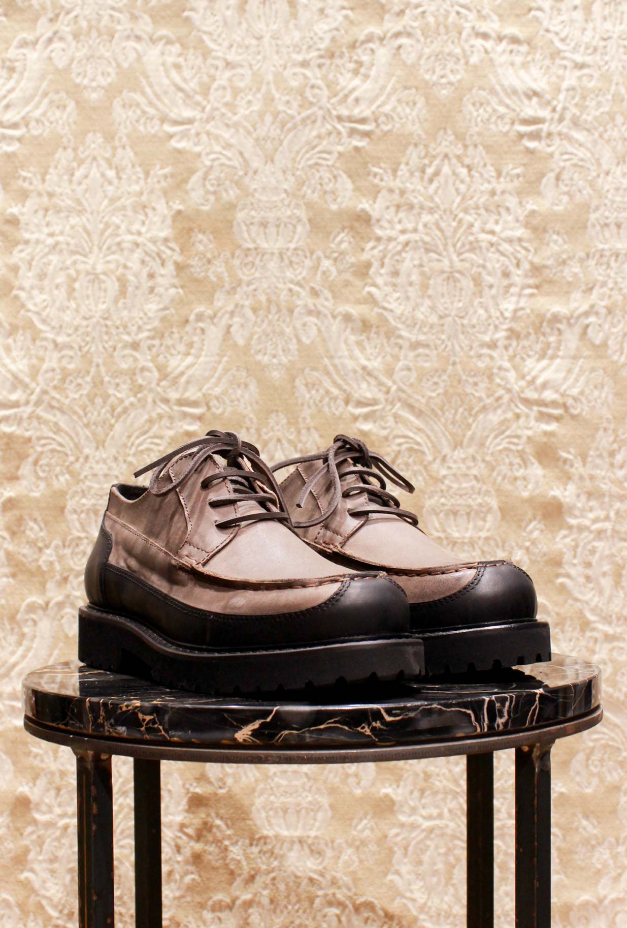 Scarpa lace up usa low di kjore project da uomo in pelle di bufalo brown-black
