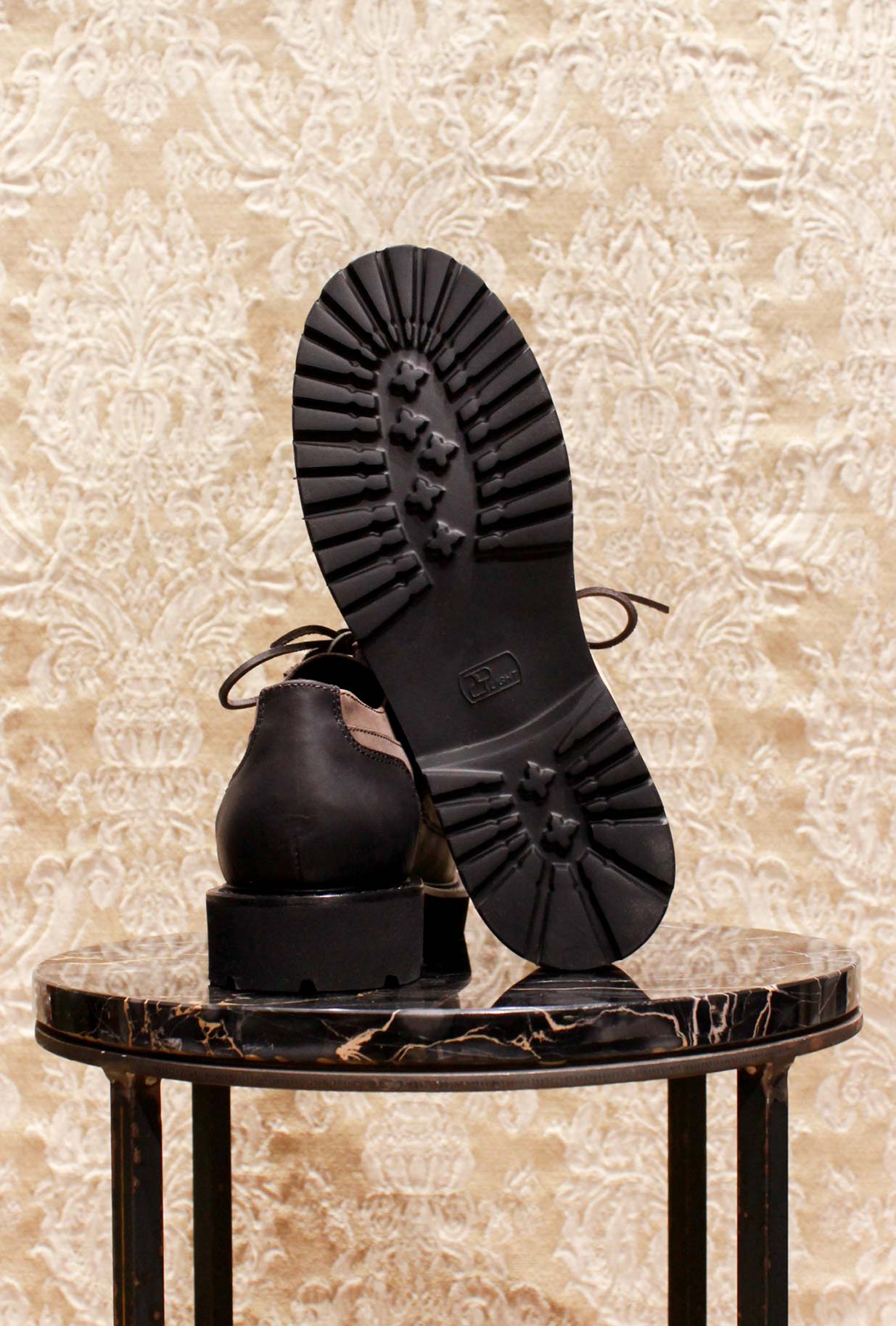 Scarpa lace up usa low di kjore project da uomo in pelle di bufalo brown-black