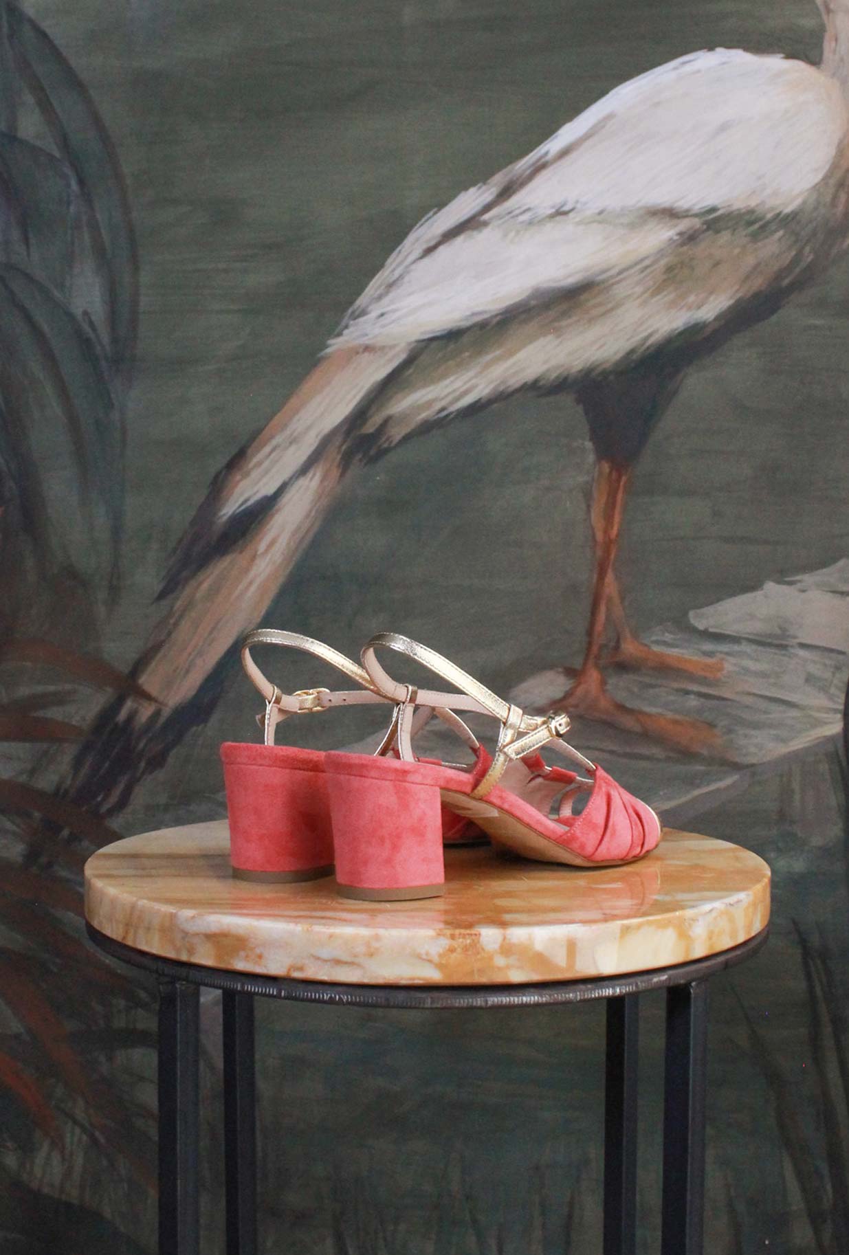 Slingback Fold della Maison La Belle suede color Coral da Donna