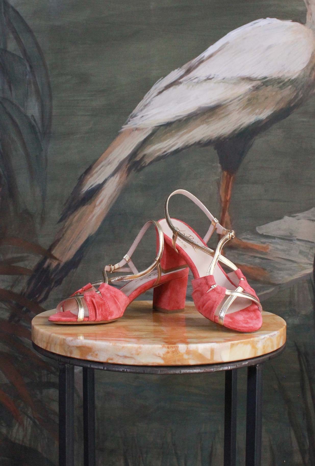 Slingback Fold della Maison La Belle suede color Coral da Donna