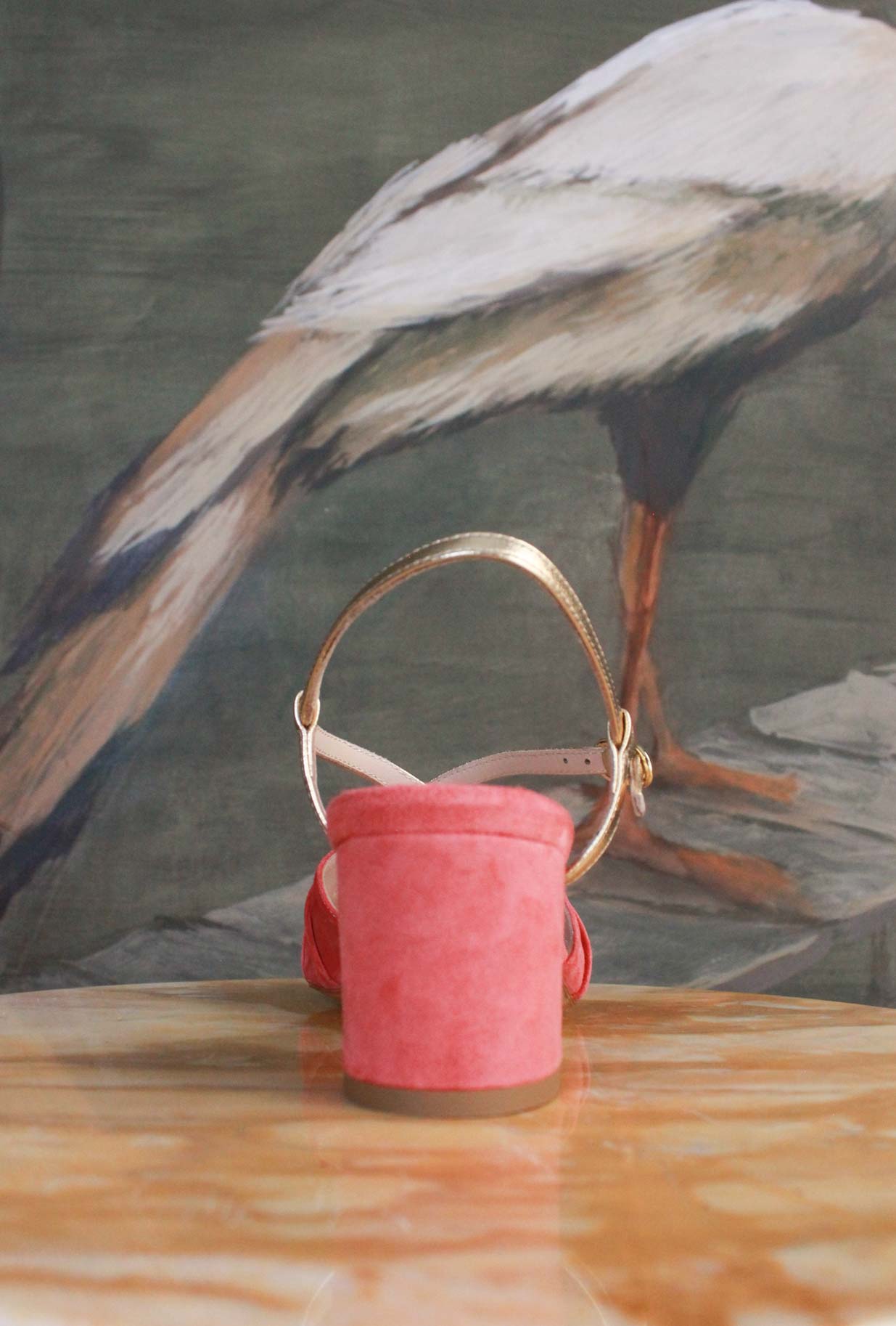 Slingback Fold della Maison La Belle suede color Coral da Donna