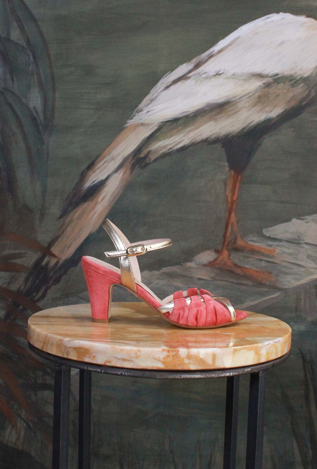 Slingback Plissé della Maison La Belle suede color Coral da Donna