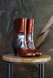 stivaletto retro con tacco tango 065 di La Belle in pelle patchwork metallic rust bronce