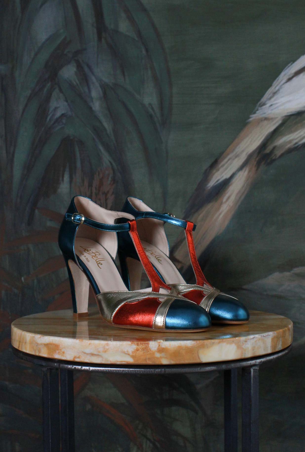 Décolleté Jayne 085 Shiny Petrol-Coral-Bronce