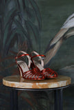 Sandalo tango di la belle tacco 065 con gabbietta a granchio color corallo metallizzato