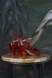 Sandalo tango di la belle tacco 065 con gabbietta a granchio color corallo metallizzato