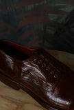 LeMargo Scarpa Stringata Adamo Pelle Anticata Teak Goodyear Made in Italy