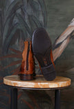 Polacchino Stringato Ranch di Le Margo di color cognac in pelle da donna
