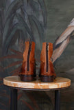 Polacchino Stringato Ranch di Le Margo di color cognac in pelle da donna
