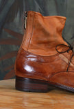 Polacchino Stringato Ranch di Le Margo di color cognac in pelle da donna