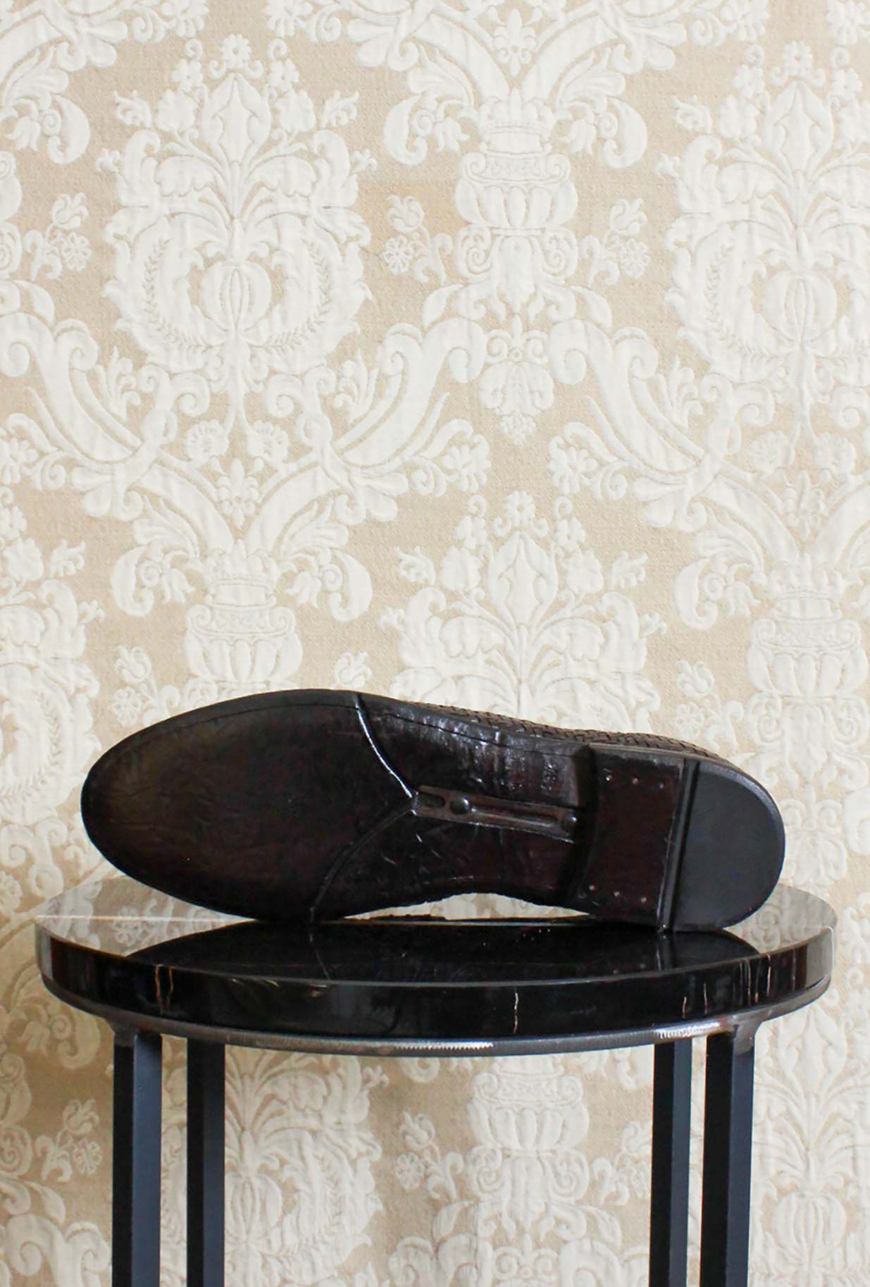 mocassino penny da uomo in pelle intrecciata della maison lemargo color ebano fatto a mano