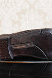 mocassino penny da uomo in pelle intrecciata della maison lemargo color ebano fatto a mano