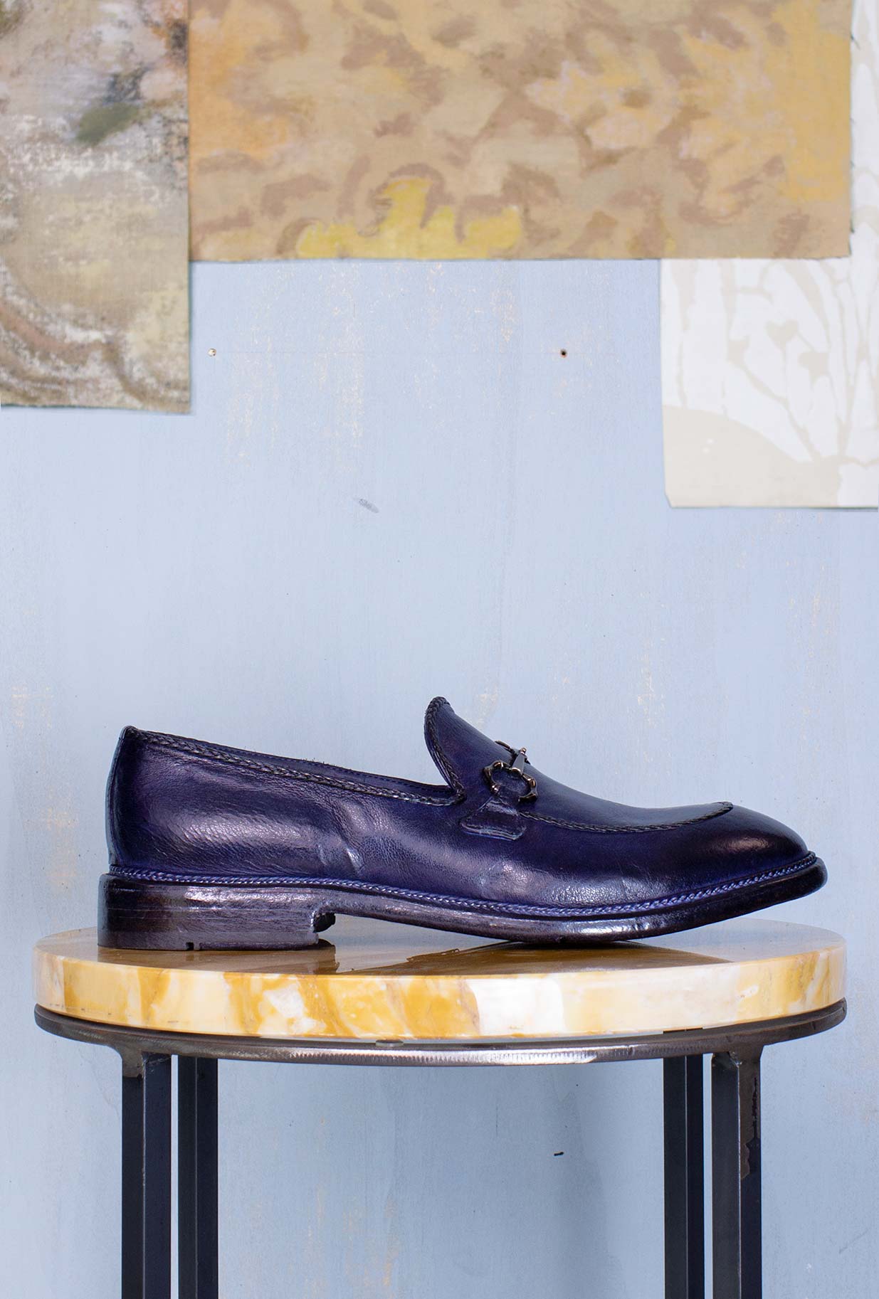 mocassino uomo dark blue realizzato a mano in italia della maison Lemargo