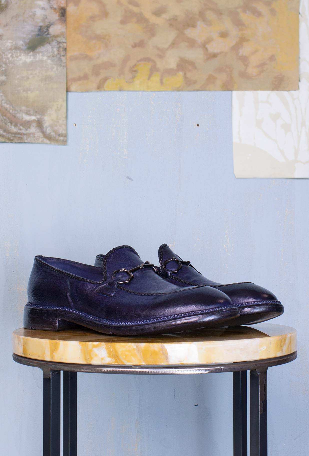 mocassino uomo dark blue realizzato a mano in italia della maison Lemargo