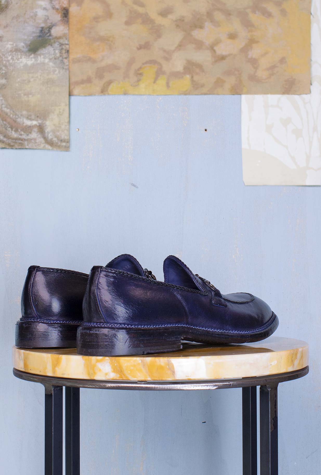 mocassino uomo dark blue realizzato a mano in italia della maison Lemargo
