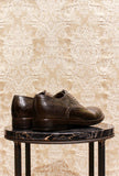 Scarpa stringata da uomo di lemargo in pelle anticata color Testa di moro con tecnologia goodyear