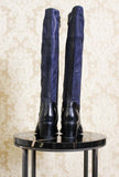 Stivale alto con tacco 055 in pelle anticata della maison Lemargo color night blue