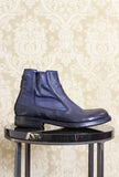 Stivaletto chelsea da uomo di lemargo in pelle anticata blue notte con tecnologia goodyear