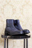 Stivaletto chelsea da uomo di lemargo in pelle anticata blue notte con tecnologia goodyear