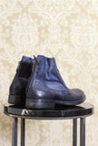 Stivaletto chelsea da uomo di lemargo in pelle anticata blue notte con tecnologia goodyear