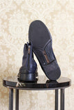 Stivaletto chelsea da uomo di lemargo in pelle anticata blue notte con tecnologia goodyear