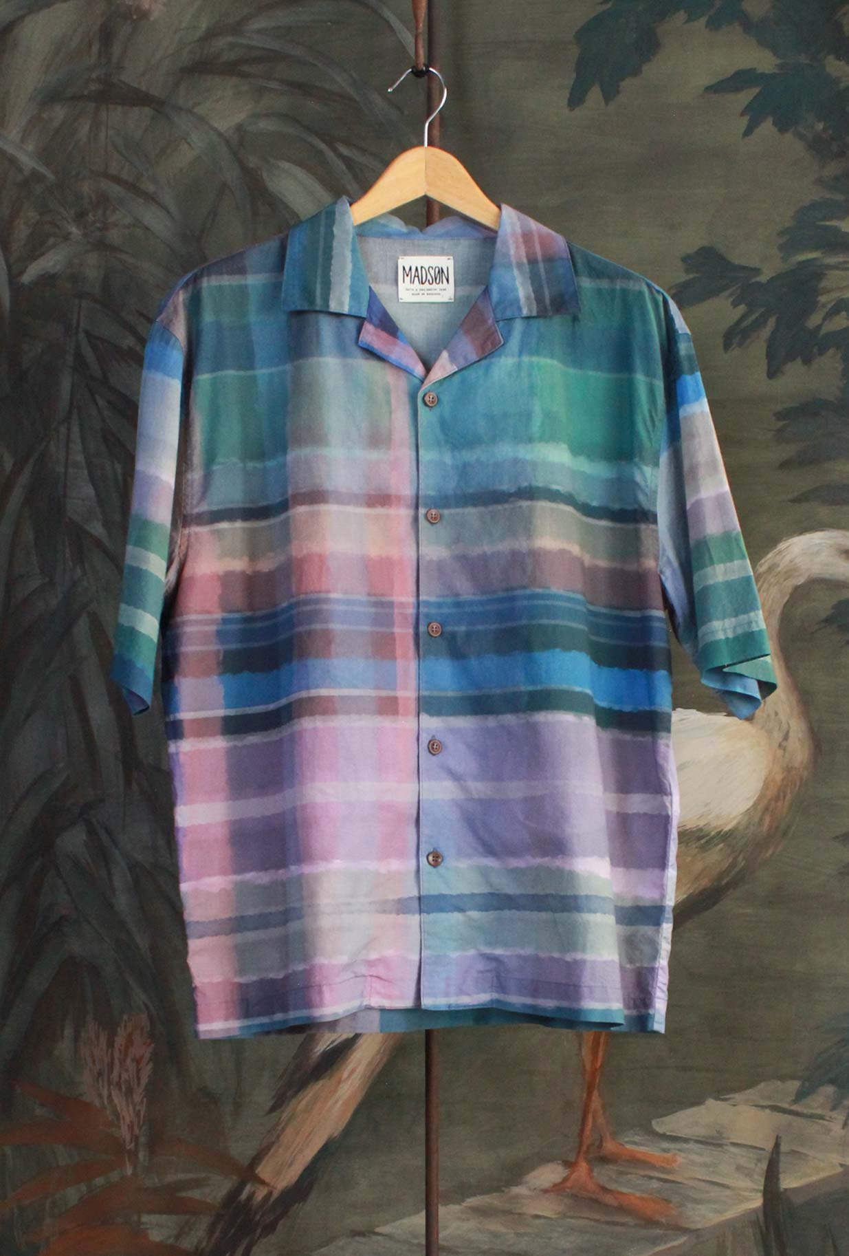 Camicia bowling di Madson Km 0 stampa Watercolor Check da Uomo