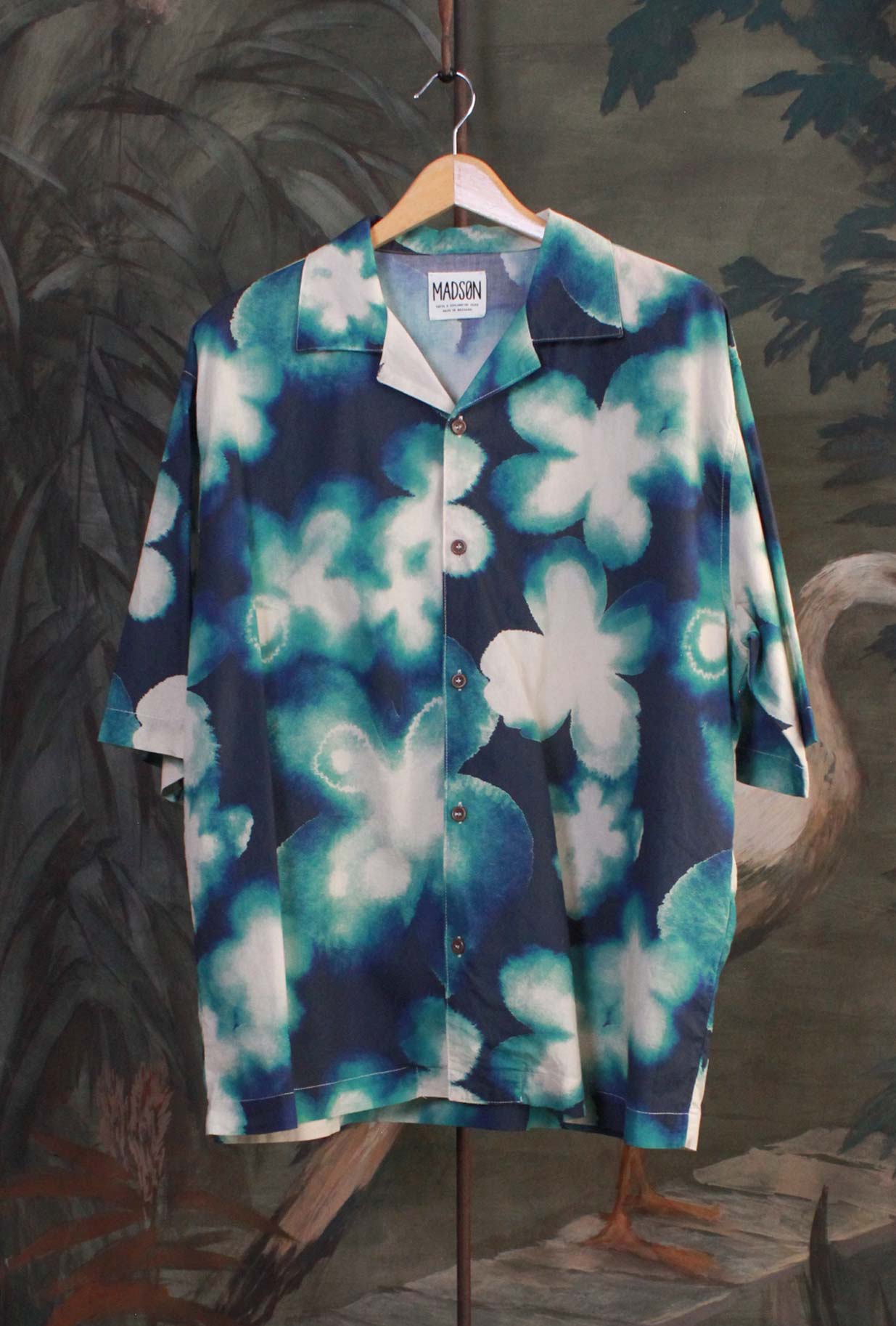 Camicia bowling di Madson Km 0 stampa Blue Watercolor Stain da Uomo