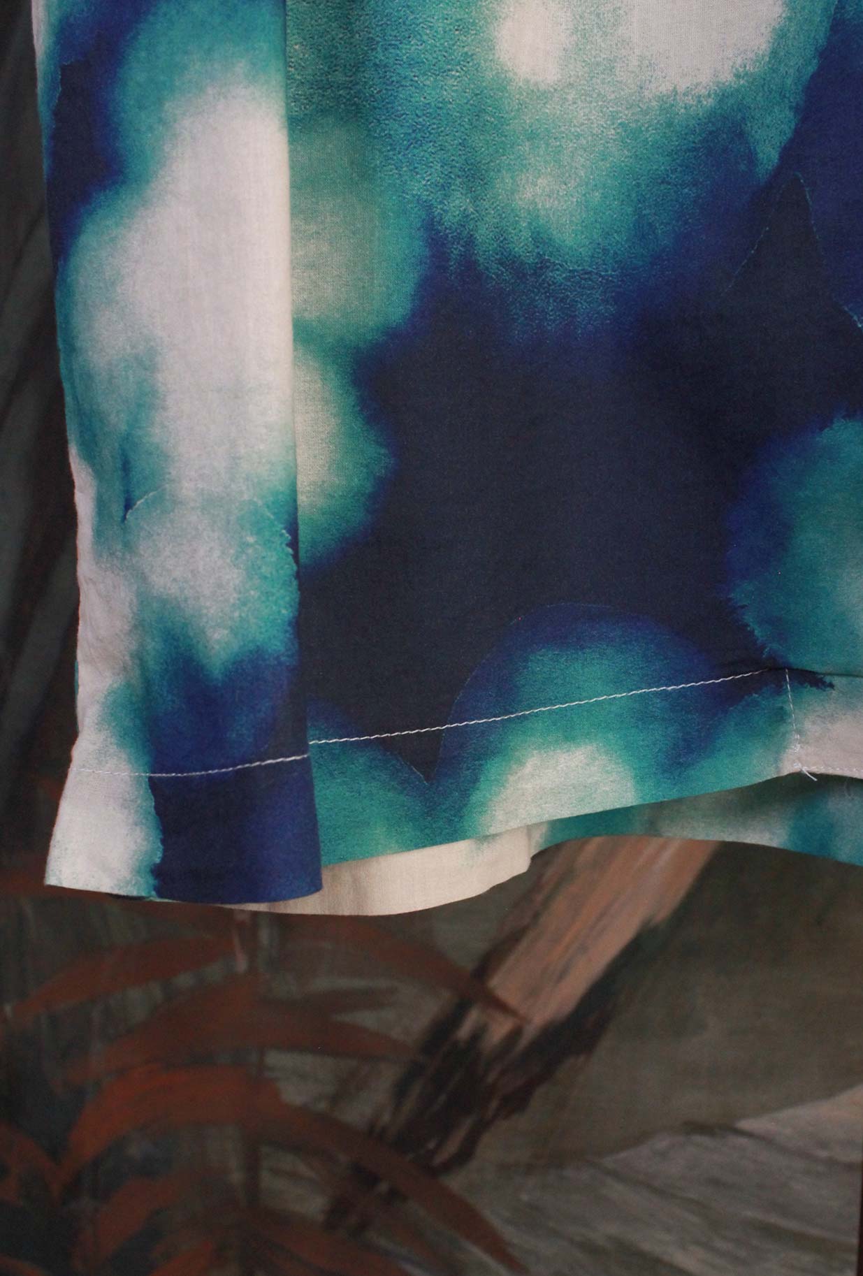 Camicia bowling di Madson Km 0 stampa Blue Watercolor Stain da Uomo