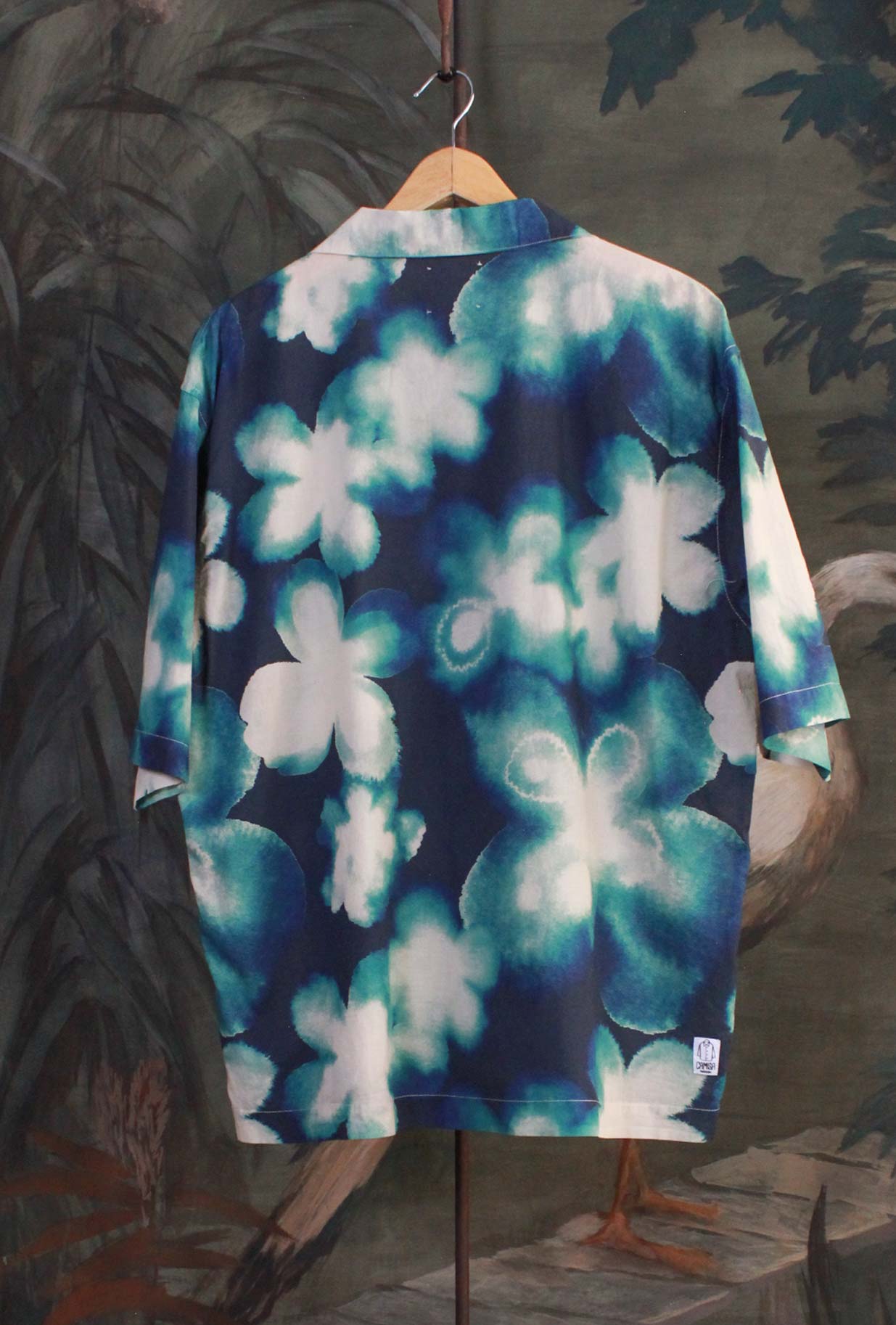 Camicia bowling di Madson Km 0 stampa Blue Watercolor Stain da Uomo