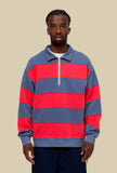 Felpa Polo Zip Blue-Red Striped