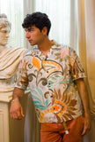 Camicia Bowling Mussola Damasco Terra