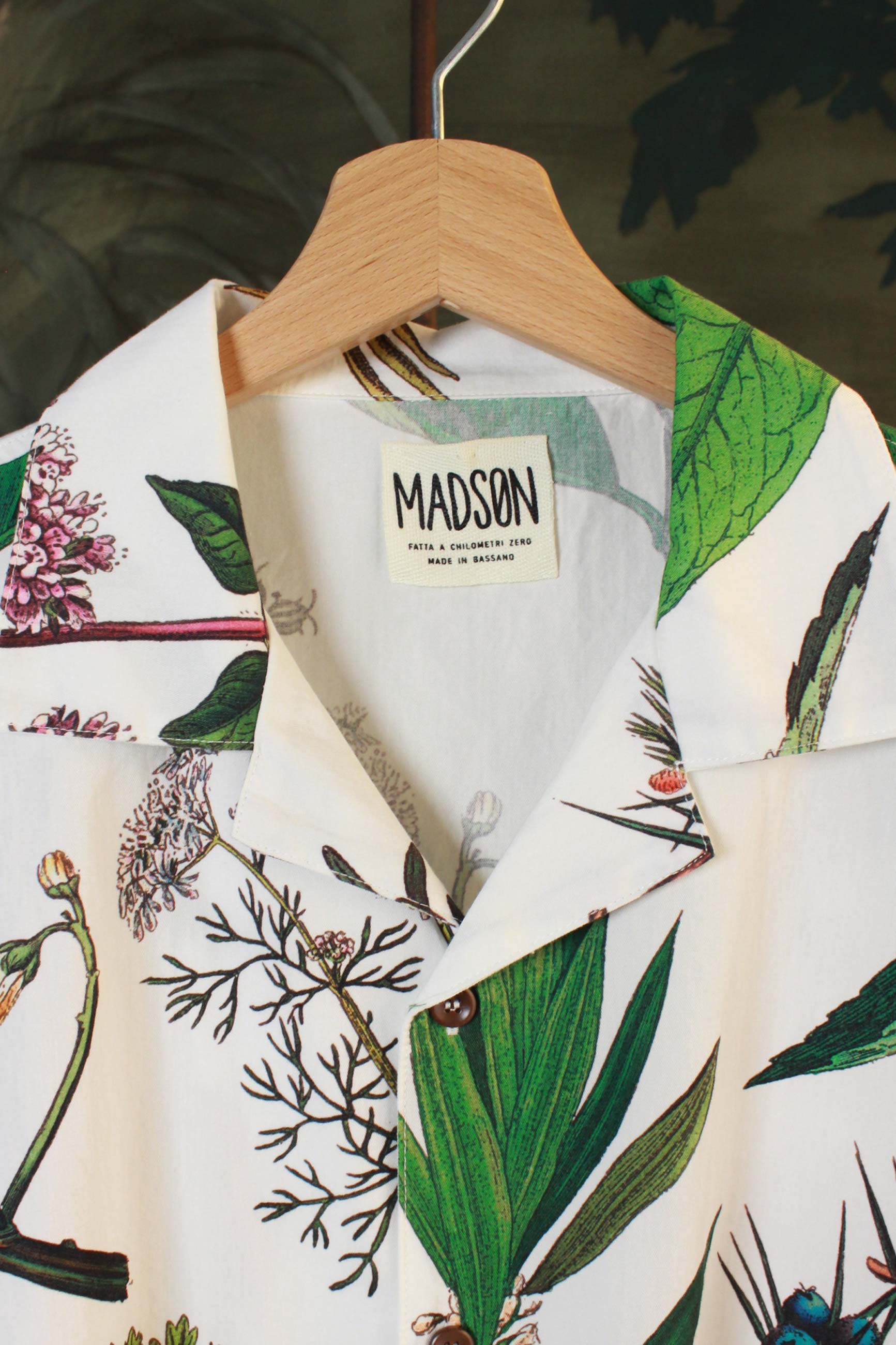 camicia bowling in cotone di madson km0 floral brocare white multicolor