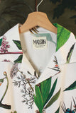 camicia bowling in cotone di madson km0 floral brocare white multicolor