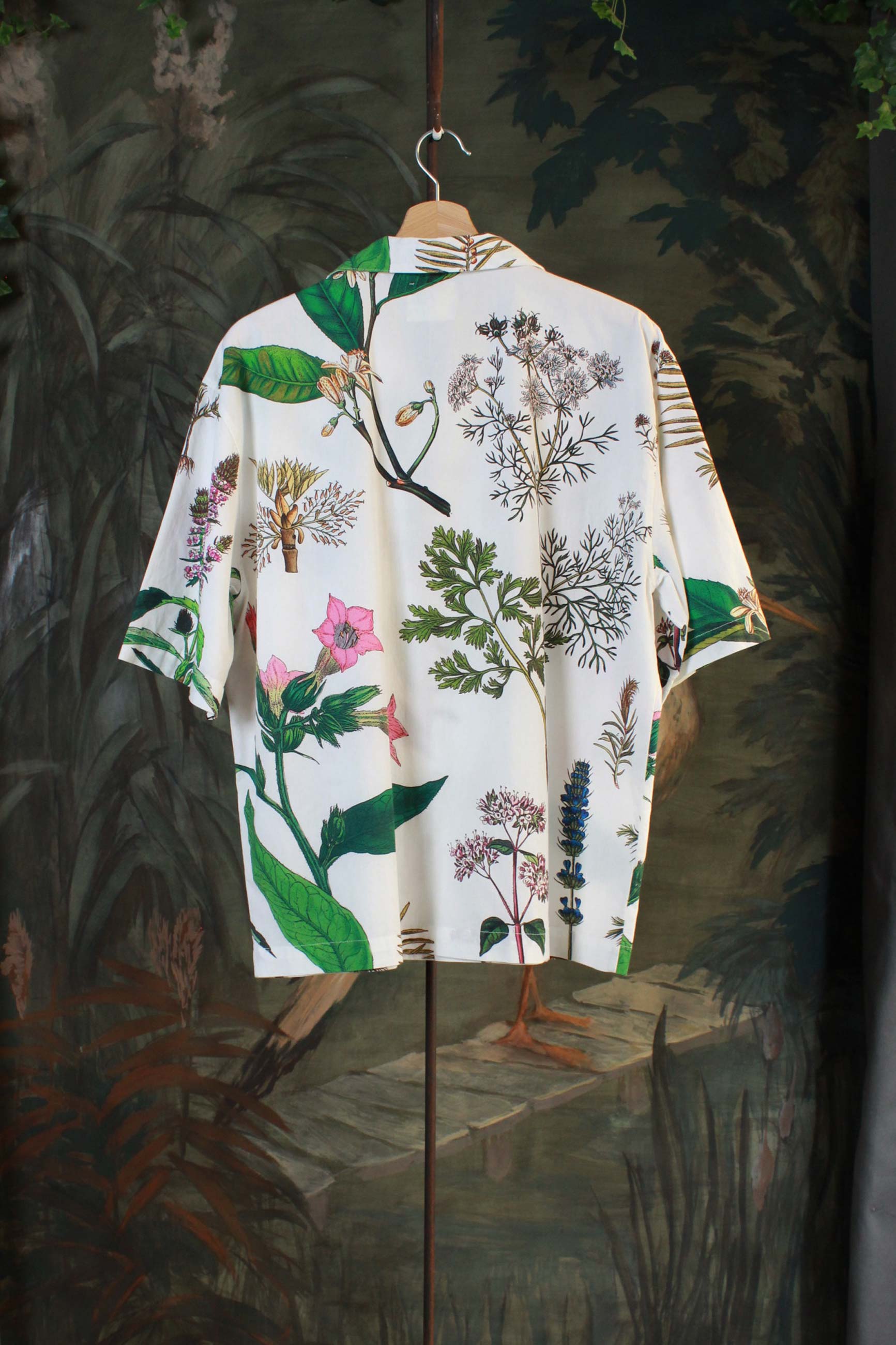 camicia bowling in cotone di madson km0 floral brocare white multicolor