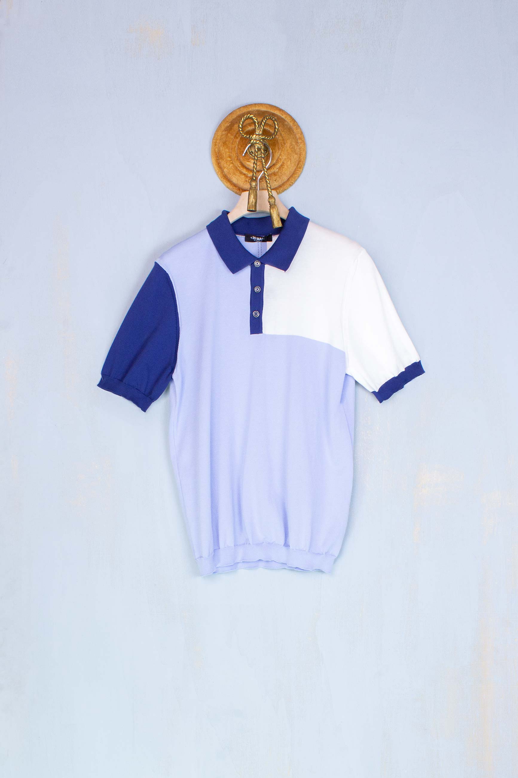 Polo color block da uomo color bianco blu azzurro di masq 39