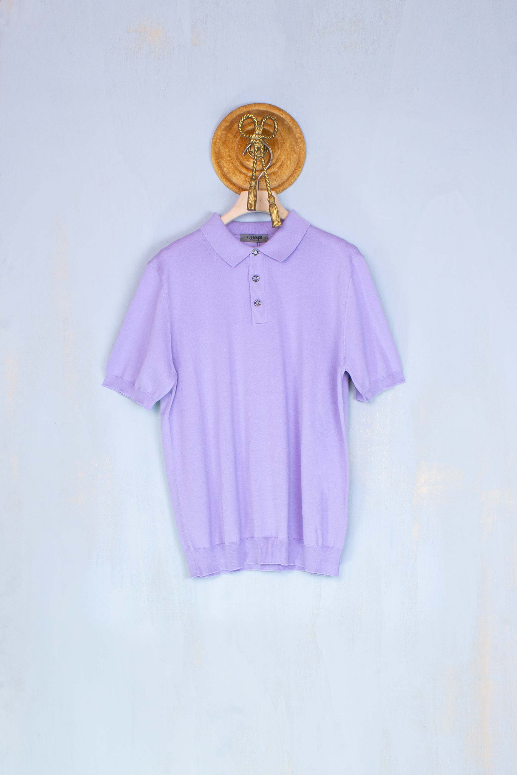 polo da uomo color lavanda in cotone extra fine di masq 39