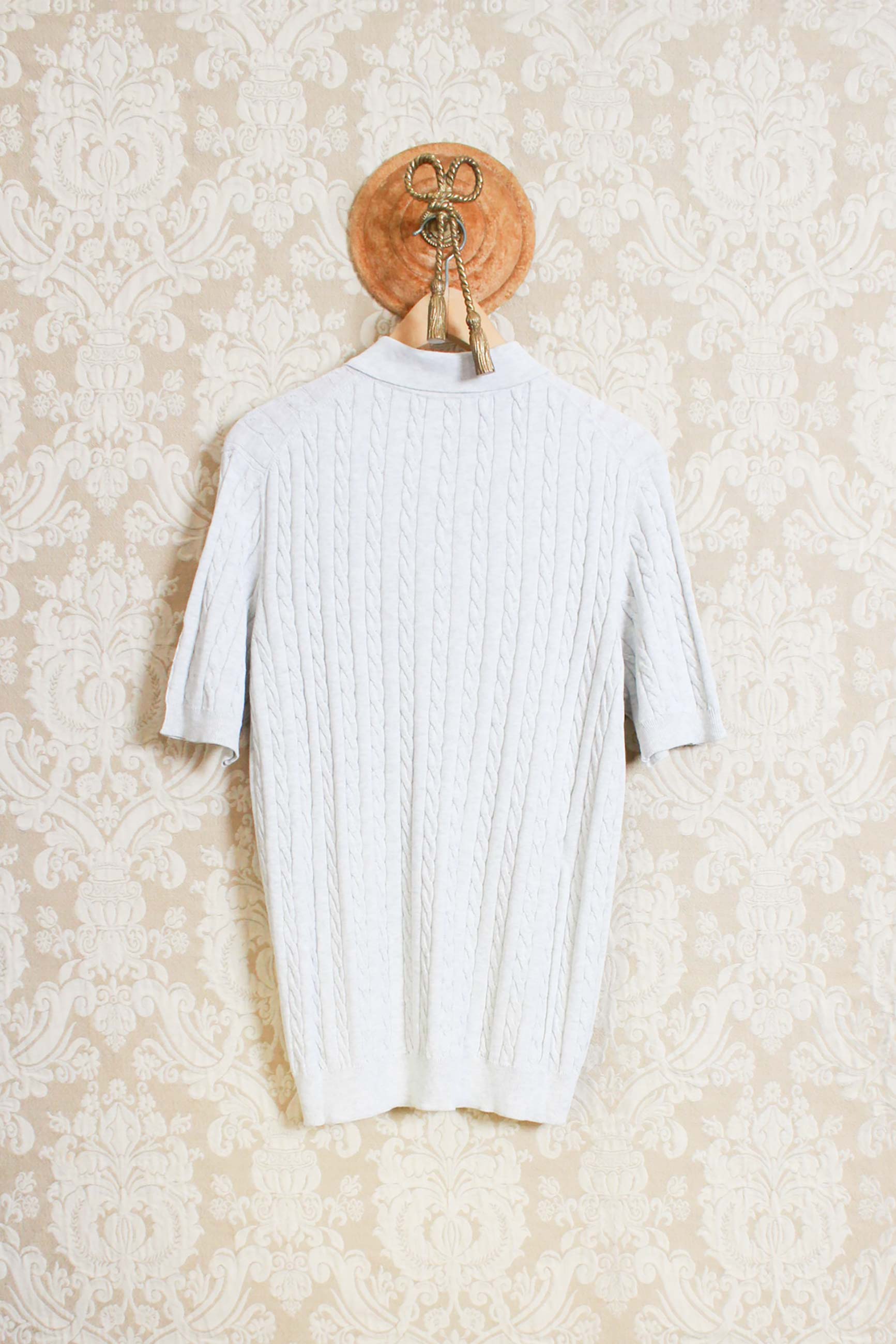 Polo treccia jaquard in maglia di cotone melange light greige di masq da uomo