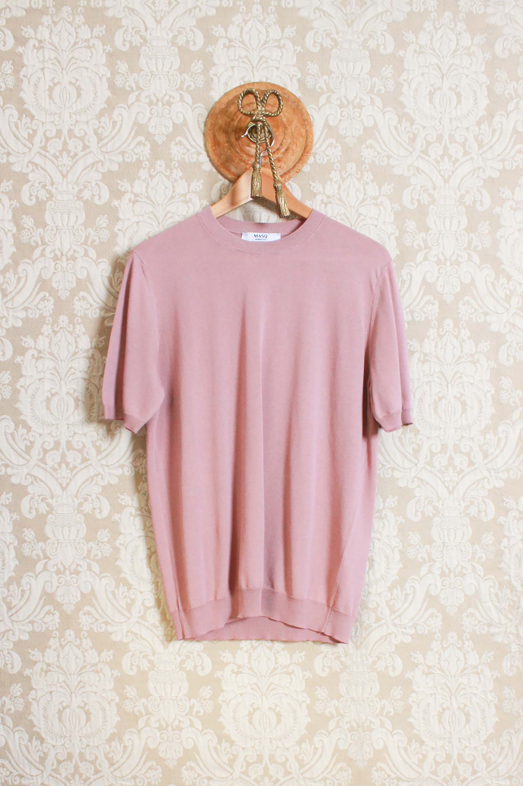 t-shirt girocollo in maglia di cotone ultrafine color cipolla da uomo di masq