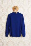 Maglione in lana girocollo fatto in italia dalla maison masq colo blu iris