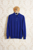 Maglia Polo in filato di lana e seta color blue royal della maison masq