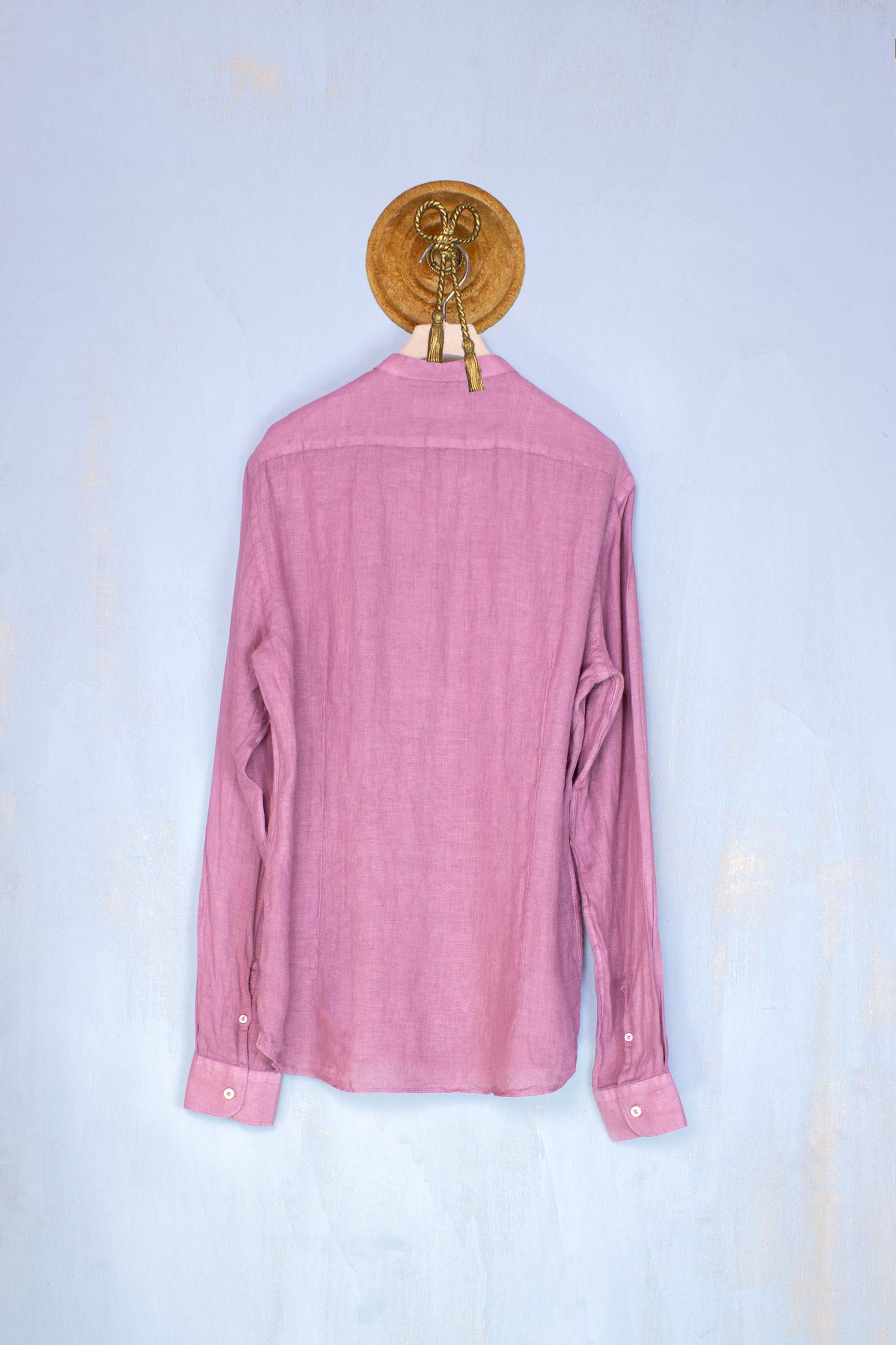 Mastri camiciai Camicia coreana uomo in lino color rosa antico